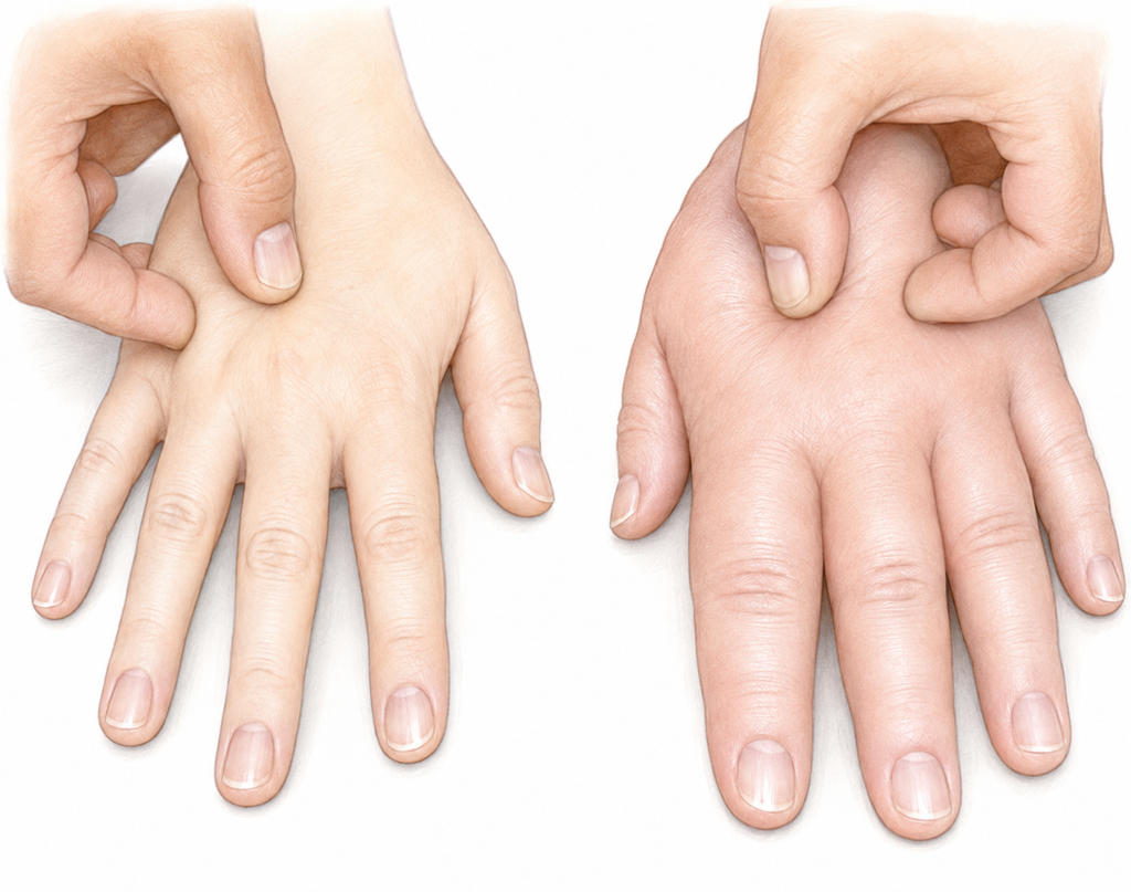 stemmer sign of hand with lymphedema